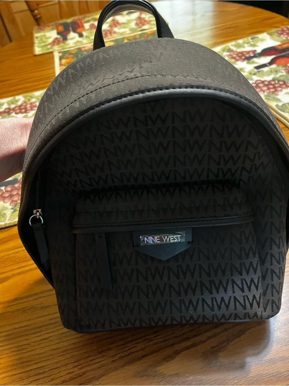 Nine West Women’s Black Logo Pattern Backpack